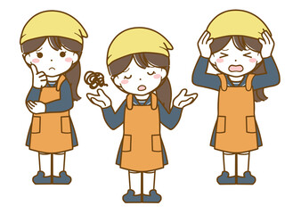 エプロンを着た女子高生の困った表情