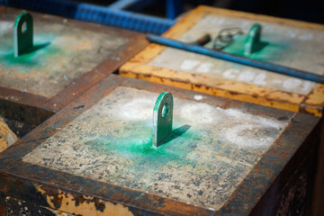 Lifting pad-eye on cement block which is use the secure high pressure pumping line in oil field...