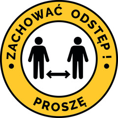 Keep Safe Social Distance. Stop Coronavirus. Covid-19. Sign Round Style. 