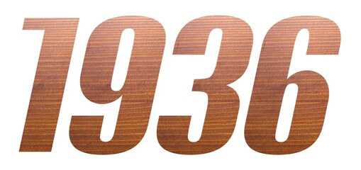 1936 with brown wooden texture on white background.