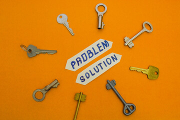 Looking for problem solution concept. Inscription 