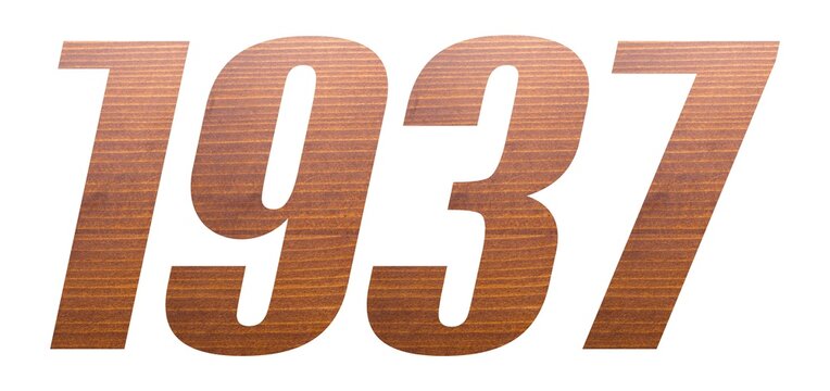1937 with brown wooden texture on white background.
