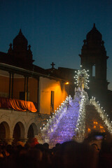 Procesion de Semana Santa, amanecer en Ayacucho Peru. 