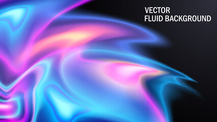 Modern vector abstract image. Trendy bright neon liquid colors on a dark background. The effect of spreading liquid and plasma glow. Template for music posters, posters, banners, presentations.
