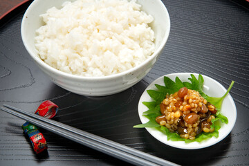 阿蘇の郷土食、醤油の実と御飯