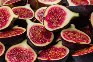 Tasty figs background. Top view.