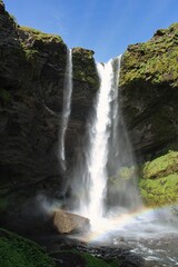 Obraz premium Around Kvernufoss waterfall, a hidden spot close to world famous Skogafoss in South Iceland