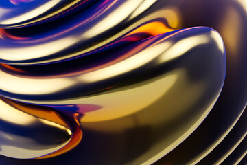 3D rendering of abstract background, fluidic design, metallic surface, shiny glossy curved shape, web design