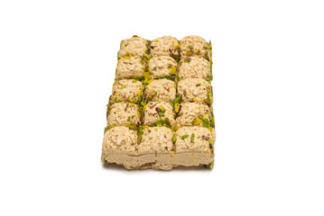 Halva with pistachios isolated.