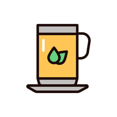Green tea color line icon. Isolated vector element.