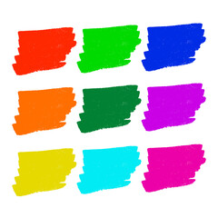 Marker smears. Made in different colors for an example. Drawn by hand. Decor element. Vector