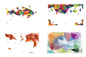 Fototapeta na wymiar Abstract set geometric low poly background, polygon multicolor design , can use for template , insert text in to space, vector art illustration.
