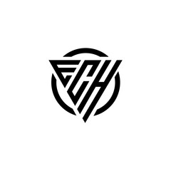 Initial letter ECH triangle monogram simple modern clean vector logo 