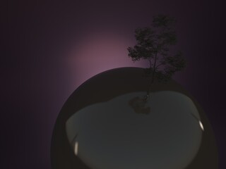 3d rendering of modern abstract sphere form in dark background