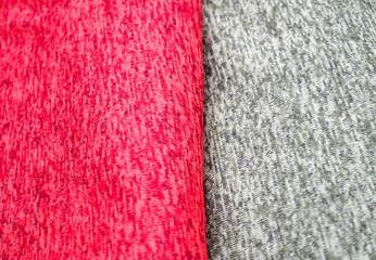 Closeup shot of two different colorful fabric samples