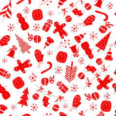 White and red, Christmas, Ney Year Seamless abstract pattern, vector illustration, wrapping paper.