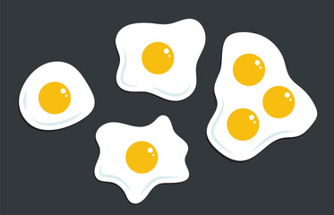 Fried eggs full color icon. Egg preparation vector illustration.