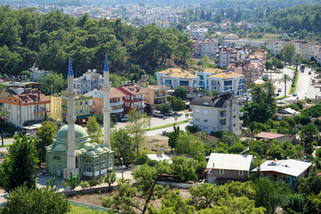 Fototapeta na wymiar Aerial view of the Aslanbucak neighborhood. Olympos Beydaglari National Park. Town of Kemer, Antalya province, Turkey.