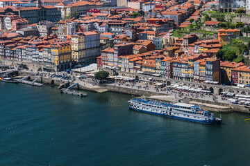 Fototapeta na wymiar Overview of Old Town of Porto with traditional multicolor houses. Porto, Portugal.