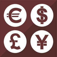 Money Currency Set Icon Desain Vector