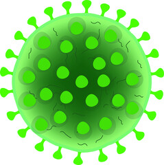 Green colored vector illustration of covid 19 and similar viruses