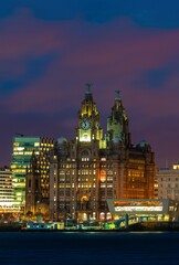 Fototapeta na wymiar Liverpool Royal Liver Building at night
