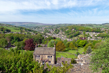 Fototapeta na wymiar Scenic springtime in the town of Holmfirth nestled in the Holme Valley, West Yorkshire, England