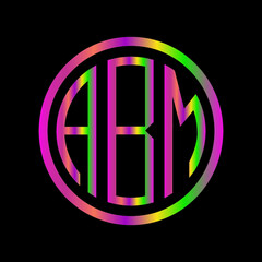 
ABM letter logo design/abm gradient color logo/ABM Ellipse 3 letter logo 
polygon. ABM letter icon design on black background.A B M logo design. ABM initials Logo design 