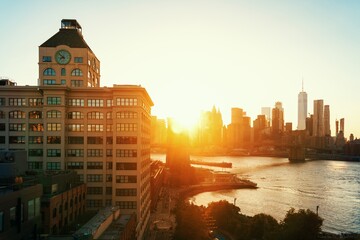 New York City sunset aerial