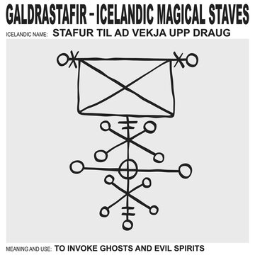  vector icon with ancient Icelandic magical staves Stafur Til Ad Vekja Upp Draug. Symbol means and is used for invoke ghosts and evil spirits