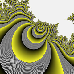 Silver yellow fractal, abstract background with spiral