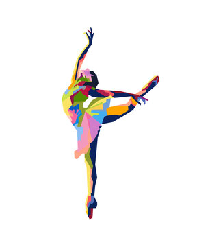 An abstract geometric ballet dance .Colorful with wpap style.vector eps10-editable