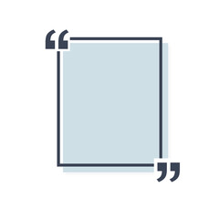 Vector template blank rectangle quote. Speech box with bracket. Empty frame for messages. Business card template information text message. Quote text form. Background for motivation inspiration.