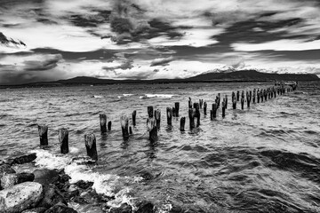 Old pier in Puerto Natales in Chile