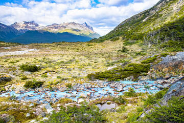 Fototapeta na wymiar River near Laguna Esmeralda in Tierra del Fuego