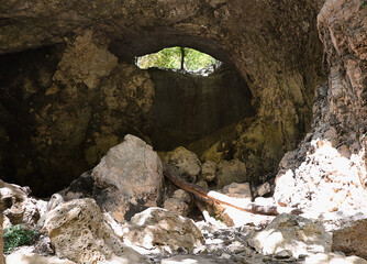 Cave Through or Cat's Eye in the mountains of the North Caucasus