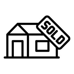 Sold house icon. Outline sold house vector icon for web design isolated on white background