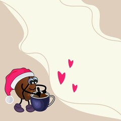  Cute coffee bean brew magic love potion. Vector isolated concept illustration .