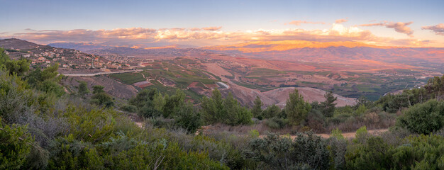 Sunset landscape, border between Israel and Lebanon