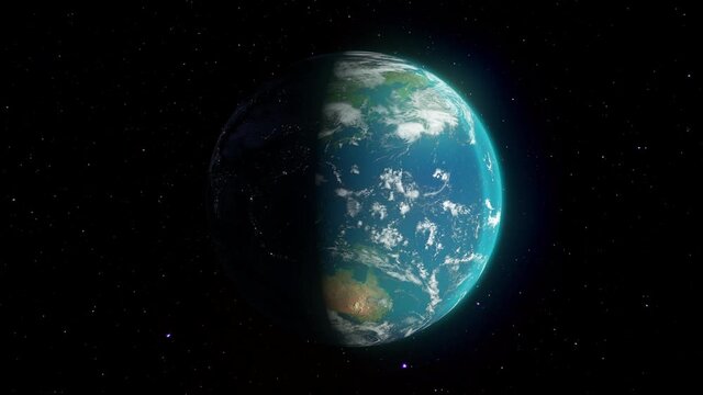 Planet Earth as seen from outer space, globe rotating, day and night, loopable. Worldwide events, global warming, mankind