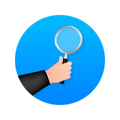 Magnifying glass hand for web background design. Magnifying glass icon. Vector stock illustration.