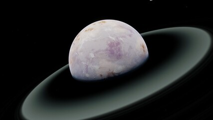 beautiful exo in space and the surface against the background of stars and galaxies in bright colors, space fantasy, space background 3d render