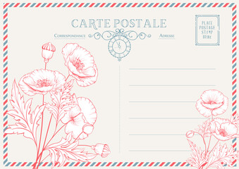 Vintage postcard background template. Vector illustration