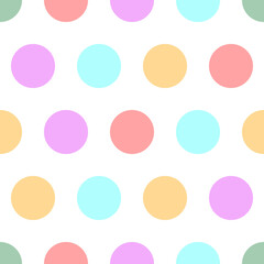 Polka dot seamless simple pattern with colore circles