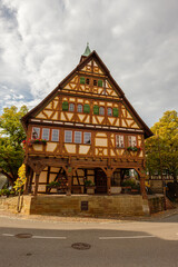 Fototapeta premium Old historic half-timbered townhall in Weinstadt