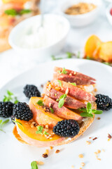 Peach ricotta toast