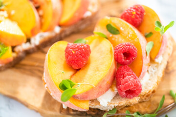 Peach ricotta toast