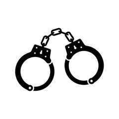Handcuffs icon for detaining criminals isolated on white background. Outfit of a policeman. Element of police and prison icon of arrest of offender. Restriction of freedom. Shackles for the hand