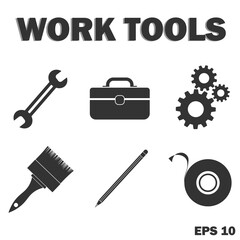 Fototapeta premium Set of different work tools isolated Simple icons