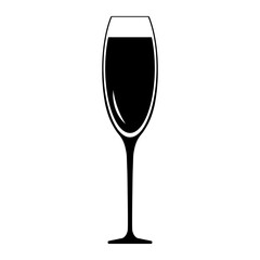 Simple illustration of a glass of champagne for Christmas holiday
